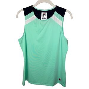 FILA Green & Navy Striped Sleeveless Tank Top Women's Medium